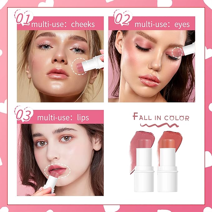 MEICOLY Makeup Sticks Kit, Contour Stick,Blush Stick, Highlight Stick,Facial Repair Bronzer Shading Stick, Cruelty Free Multi Stick Trio Cream Face Blush for Cheeks Lip Eye,02-Velvo Beauty