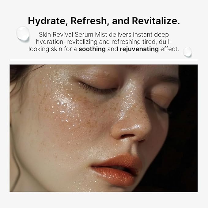 Skin Revival Serum Mist 1.35fl oz - Hydrating Facial Mist, Glowy Skin, Vegan, Sets Makeup, All Skin Type-Velvo Beauty