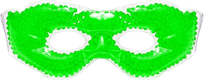 Gel Eye Mask, Green - Cold Compress Ice Pack with Gel Beads - Microwave Safe for Heat Therapy - Great for Puffy Eyes, Dark Circles, Dry Eyes, Soothing Headaches-Velvo Beauty
