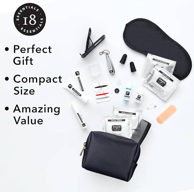 Pinch Provisions Travel Kit, includes 18 Must-Have Emergency Essential Items for Travelling, Ideal Road Trip or Airport Gift for Friends, Family & Peers, Portable Pouch-Velvo Beauty