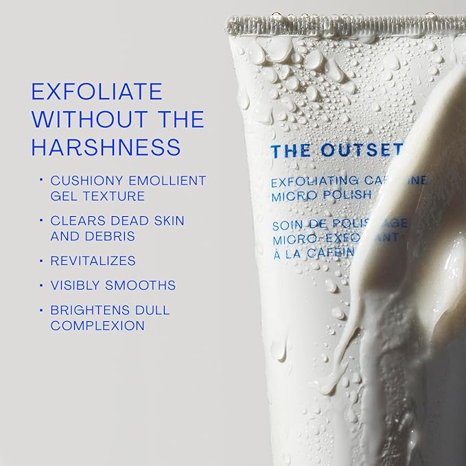 The Outset Exfoliating Caffeine Micro Polish - Gentle Fragrance Free Physical Face Scrub for Everyday - Awakening, Smoothing - Clean, Vegan, Gluten Free - All Skin Types, Sensitive Skin - 3.3 fl oz-Velvo Beauty