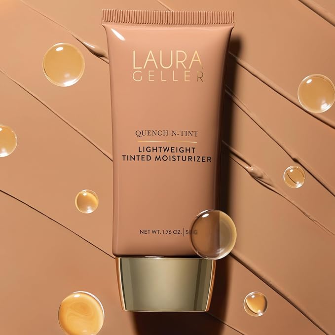 LAURA GELLER NEW YORK Quench-n-Tint Hydrating Foundation - Light/Medium - Sheer to Light Buildable Coverage - Natural Glow Finish - Lightweight Formula with Hyaluronic Acid-Velvo Beauty