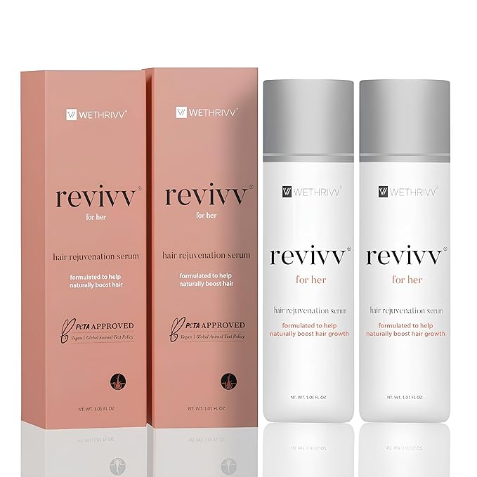 REVIVV Women's Hair Serum 2 Pack | Thicker, Fuller Hair with Our Natural Growth Products | Enhanced Scalp Health and Vitality | Combating Thinning & Packed with Vitamins-Velvo Beauty