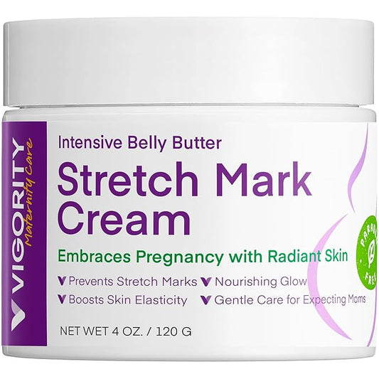 Stretch Mark Cream for Pregnancy: Stretch Mark Treatment - Belly Butter For Pregnant Women - Massage Lotion To Prevent And Repair Maternity Stretch Marks Scar - 4 Oz-Velvo Beauty