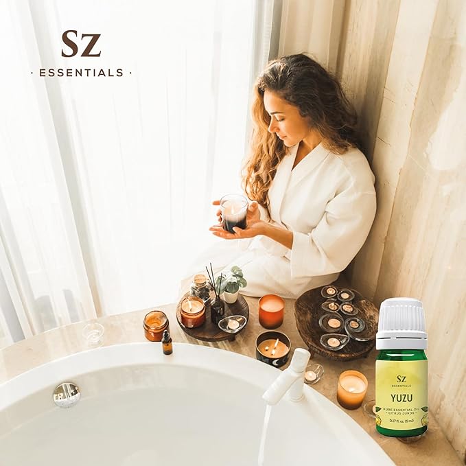 Yuzu Essential Oil - Japan - 100% Pure and Natural, Undiluted - Promotes Natural Solution for Relaxation with Soothing, Fresh and Citrusy Aroma - 0.17 fl oz (5ml)-Velvo Beauty