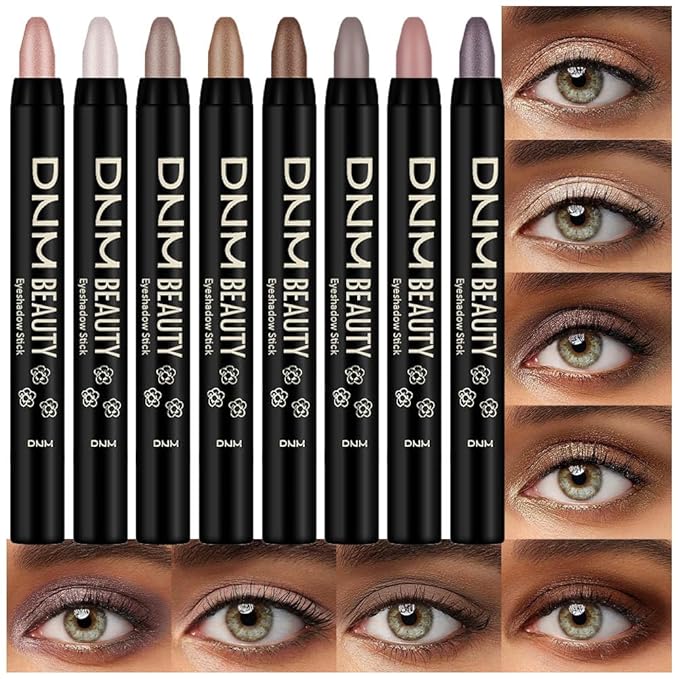 Kaely 8Pcs Cream Eyeshadow Stick Set, Champagne Pearl Taupe Bronze Cocoa Stone Putty Smoky Amethyst, Matte Shimmer Eyeliner Pencil Eye Shadow Sticks Palette Makeup for Older Women, Cruelty-Free 03-Velvo Beauty