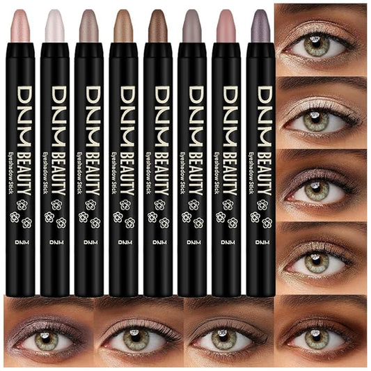 Kaely 8Pcs Cream Eyeshadow Stick Set, Champagne Pearl Taupe Bronze Cocoa Stone Putty Smoky Amethyst, Matte Shimmer Eyeliner Pencil Eye Shadow Sticks Palette Makeup for Older Women, Cruelty-Free 03-Velvo Beauty