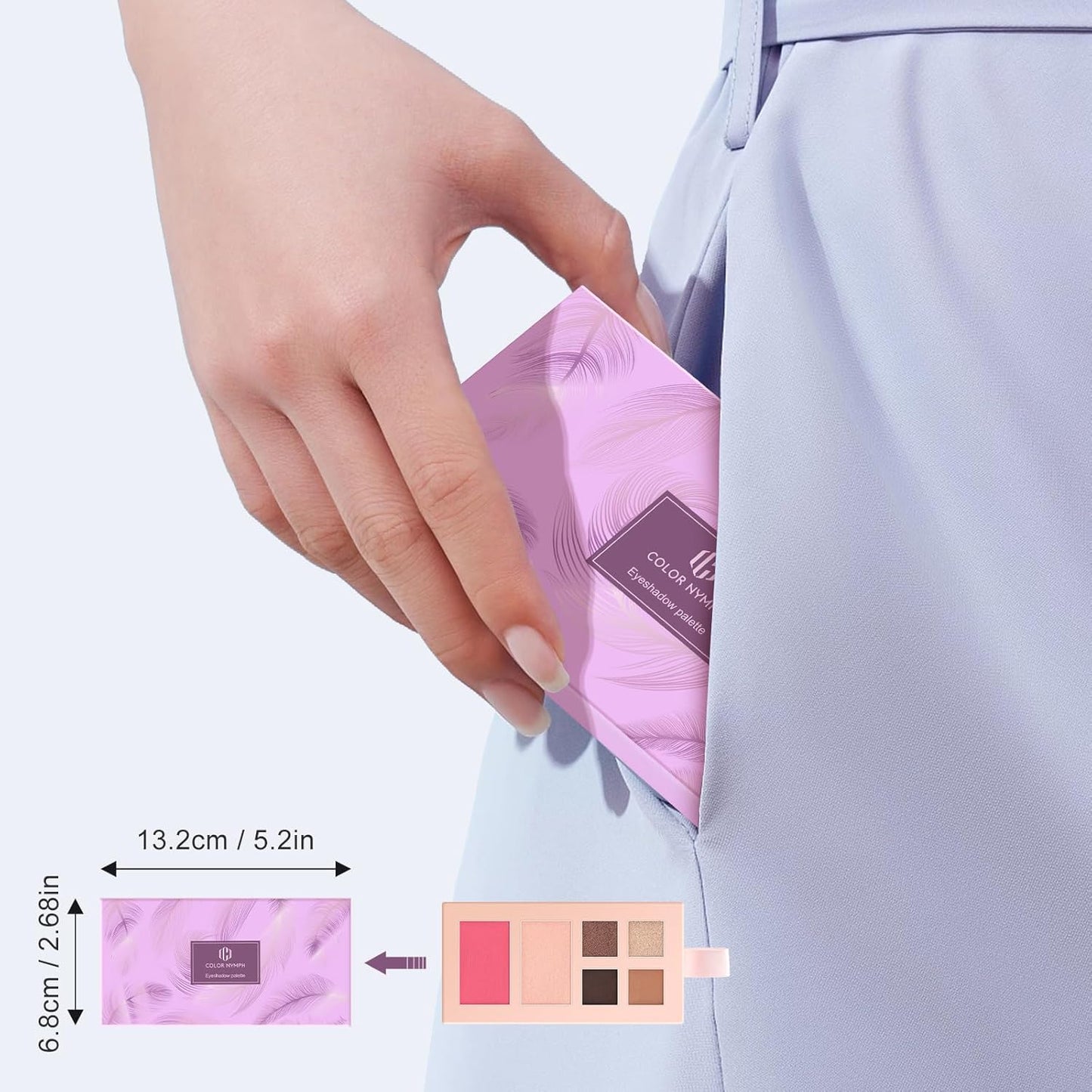 Color Nymph Small Makeup Palette Set for Face | Cosmetics Gift Set for Women & Girls | 12 Colors Eyeshadow, Blush, Highlighter, Contour Powder, Lip Gloss & Brush Kit | Travel-Friendly (Purple)-Velvo Beauty