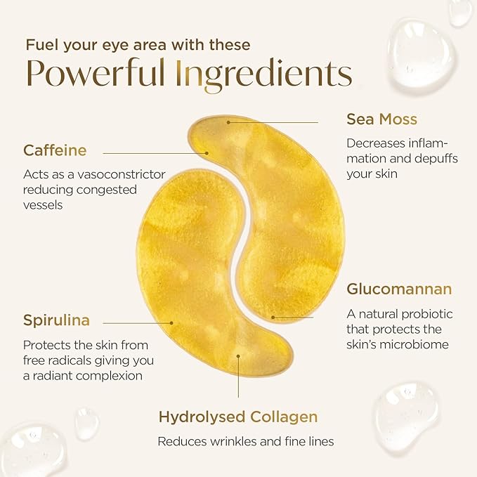 PLANTIFIQUE Gold Under Eye Patches for Puffy Eyes and Dark Circles 5 Pairs Under Eye Masks for Dark Circles and Puffiness Eye Gels with Collagen & Caffeine Eye Patches Gold Eye Mask Skincare-Velvo Beauty