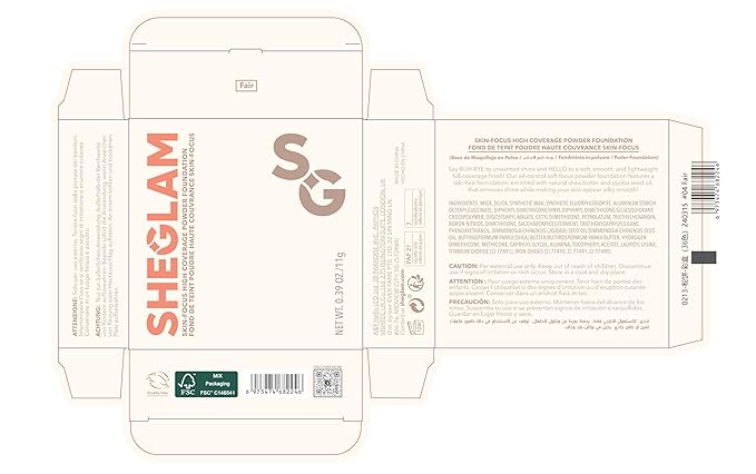 SHEGLAM SKin-Focus Full Coverage Powder Foundation Oil-Control Lightweight Face Pressed Powder Makeup-Fair-Velvo Beauty