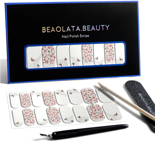 Nail Polish Strips, 32PCS Salon Quality Wraps, Long Lasting Gel Nail Stickers for Women Easy Apply& Remove (Merry Christmas)-Velvo Beauty