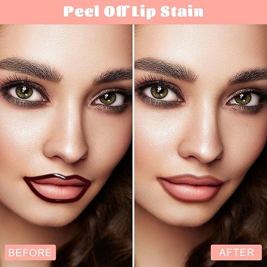 Peel Off Lip Liner Stain - Long Lasting Natural Lip Stain Transfer-proof Lip Liner, Moisturizing Waterproof Lip Gloss Stain, Highly Pigmented Color for All Skin, Ideal Gifts for Women (Rose)-Velvo Beauty