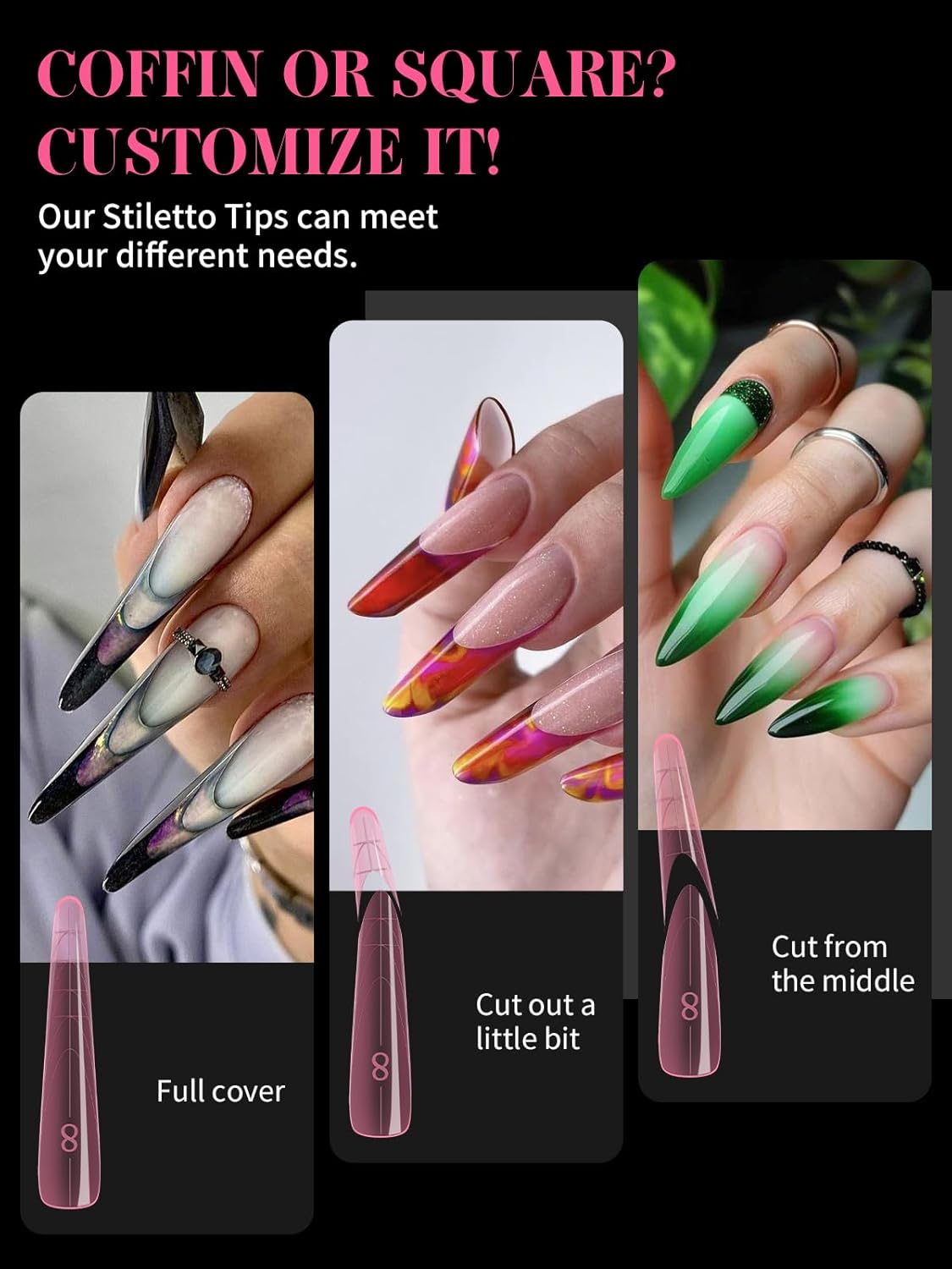 EBANKU Dual Nail Forms for Poly Extension Gel, 150 PCS Pink Nail Molds Reusable 15 Sizes Nail Extension Forms for Builder Gel Manicure Design Salon DIY-Velvo Beauty