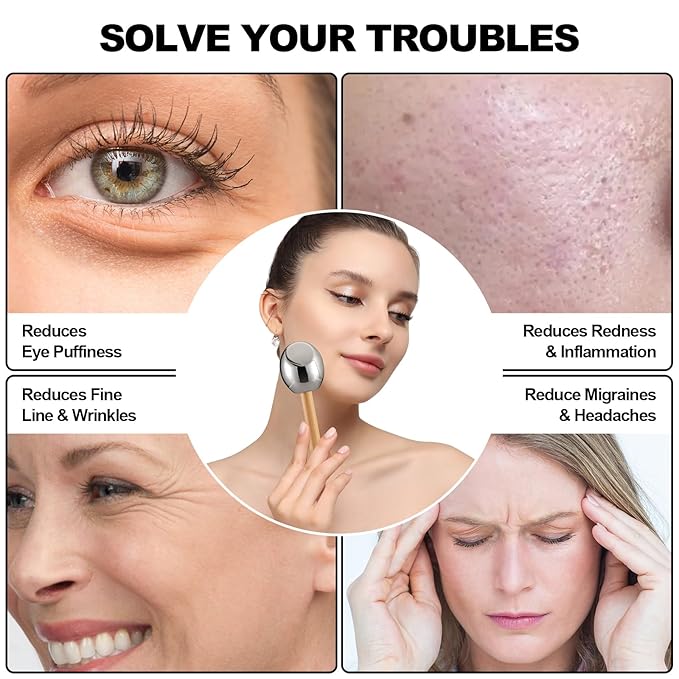 Ice Globes-Facial Skin Care Tools for Women,Ice Globes for Face-Unbreakable Steel Cooling Roller,Cryo Sticks for Face -Tighten Skin and Reduce Puffiness-Velvo Beauty