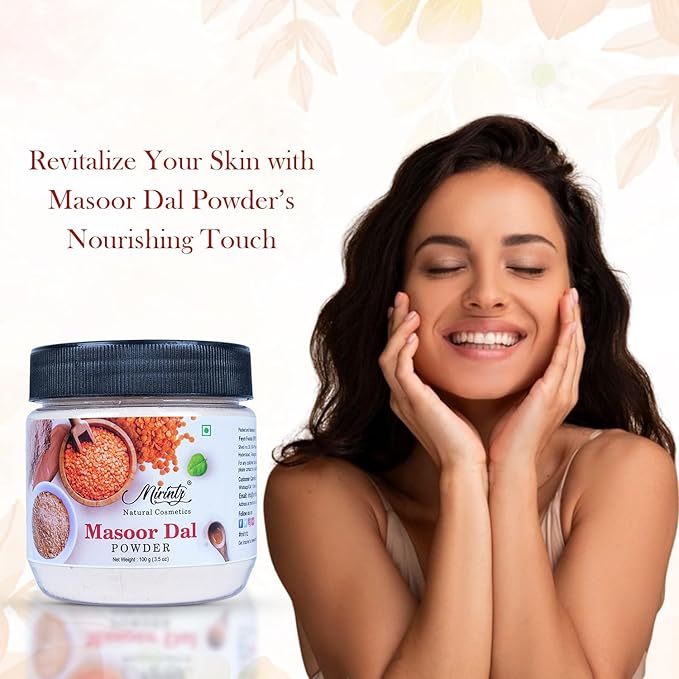 100% Natural Masoor Dal Powder | (3.5 Oz) Organic Lentils Powder for Face & Skin | Red Lentils Powder for Natural Face Pack | Dried Masoor Dal Cleansing Powder & Skin Brightener for Face-Velvo Beauty