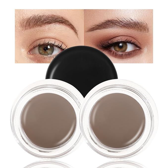 Boobeen 2 Pcs Eyebrow Pomade Cream, Waterproof Brow Pomade Gel High Pigmented Long-lasting for Natural Eyebrow Makeup, Suitable for Everyone-Velvo Beauty