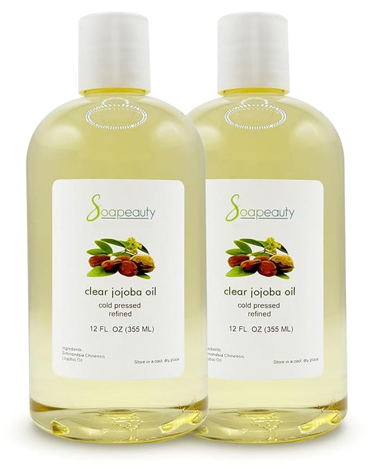 Soapeauty Clear Jojoba Oil | 100% Pure & Natural | Refined, Cold Pressed, Hexane Free | Moisturizing Oil for Skin, Face, Hair & Nails | 24 fl oz (2 * 12 fl oz)-Velvo Beauty