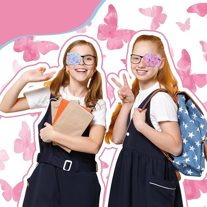 Newcotte 12 Pcs Eye Patch for Kids Girls Boys Reusable Eye Patch for Glasses over the Lens Colorful Eye Patch Toddler Eye Patch Adorable Kids Eye Patches Assorted Eye Patch Cover (Butterfly)-Velvo Beauty