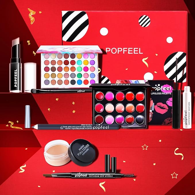 All in One Makeup Kit for Women Full Kit, Kit de Maquillaje para Mujer Included 40 Colors Eyeshadow Palette, Brushes, Mascara, Eyeliner, Lipstick Palette, Contour Stick-Velvo Beauty