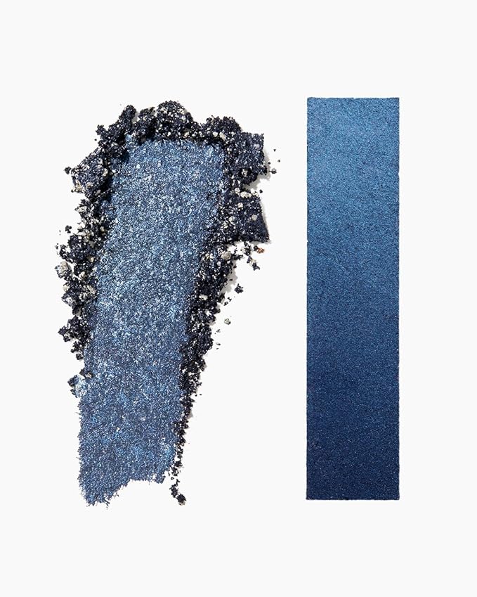 MAKE Beauty Multi-Chromatic Eye Shadow. Metal Reflecting Luminous Foil Finish Creamy, Buildable, Dimensional Long-wear, Crease-proof Powder Eyeshadow, Multichrome Shade - Spark, Navy Blue-Velvo Beauty