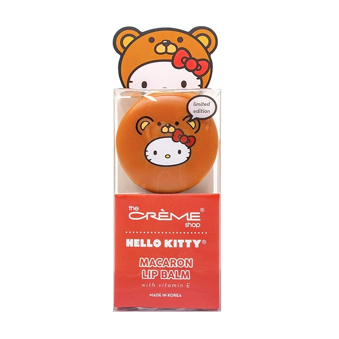 The Crème Shop x Sanrio Hello Kitty Macaron Lip Balm Korean Cute Scented Pocket Portable Soothing Advanced Must-Have on-the-go (Hello Kitty Red Velvet)-Velvo Beauty