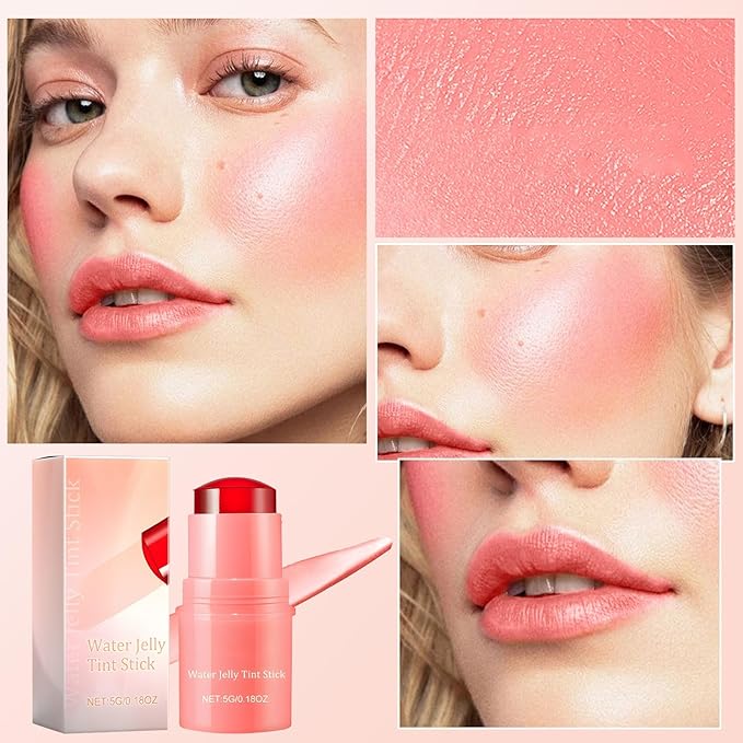 Milk Jelly Blush Cooling Water Jelly Tint, Milk Jelly Tint Jelly Blush Stick, Milk Lip And Cheek Stick, Sheer Lip & Cheek Stain, Jelly Tint Makeup (Pink, Free Size)-Velvo Beauty