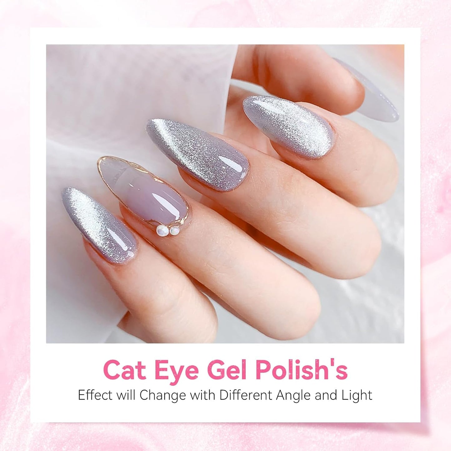 Makartt Universal Silver Cat Eye Gel Polish: Sparkle Glitter Nail Polish Holographic Magnetic Gel with Magnet DIY at Home for Beginner Easy to Use Nail Art Design Manicure 10ml-Velvo Beauty