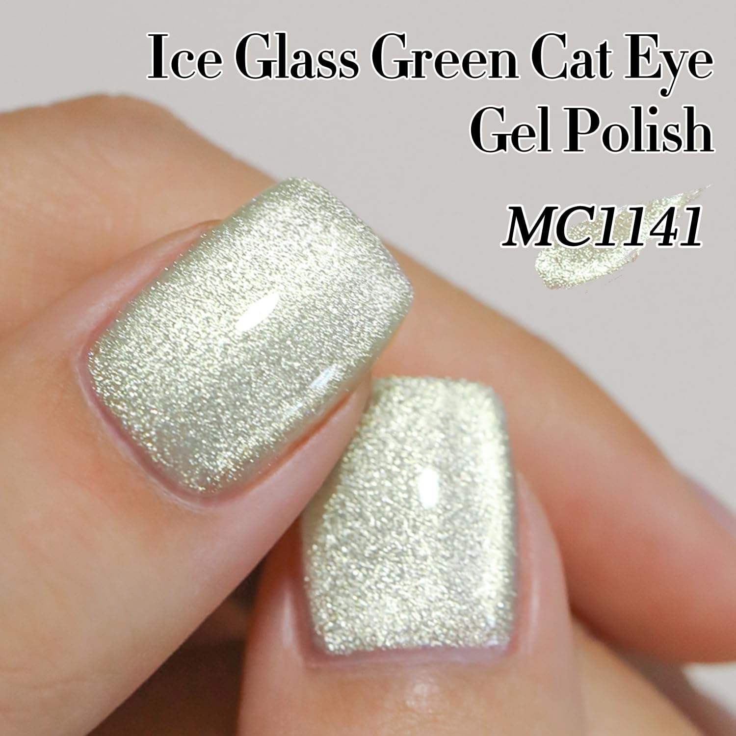 Double Rhythm 15ML Cat Eye Gel Polish with Magnet Holographic Glitter Shimmer Translucent Sheer Color Salon Ice Glass Magnetic Gel at Home (Green-MC1141)-Velvo Beauty