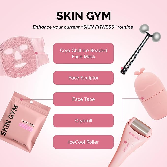 SKIN GYM CryoGel Pink Roller, Cooling Facial Tool for Puffiness and Skin Firming-Velvo Beauty