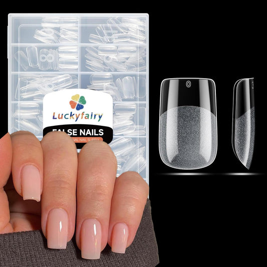Short Square Nail Tips Matte Short Square Gel Tips 504pcs Clear Nails Full Cover Acrylic False Nails Tips for Gel Nail Extensions 12 Sizes Saving Gelly Tips, Luckyfairy-Velvo Beauty