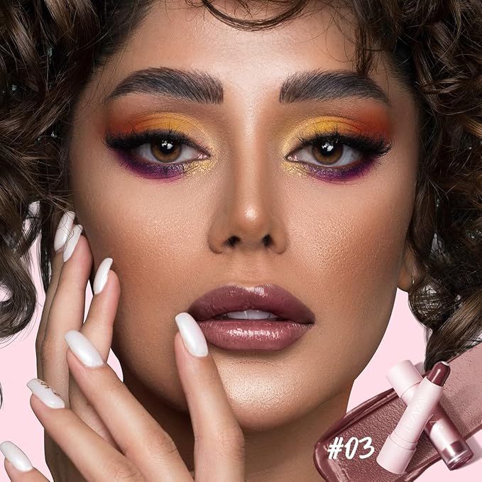 Tinted Lip Balm Chapstick with Color, Natural Semi - Gloss Finish, Hydrating/Coloring 2 in 1 Moisturizer Lip Stick for Girls & Women #03 Nude-Mauve-Velvo Beauty