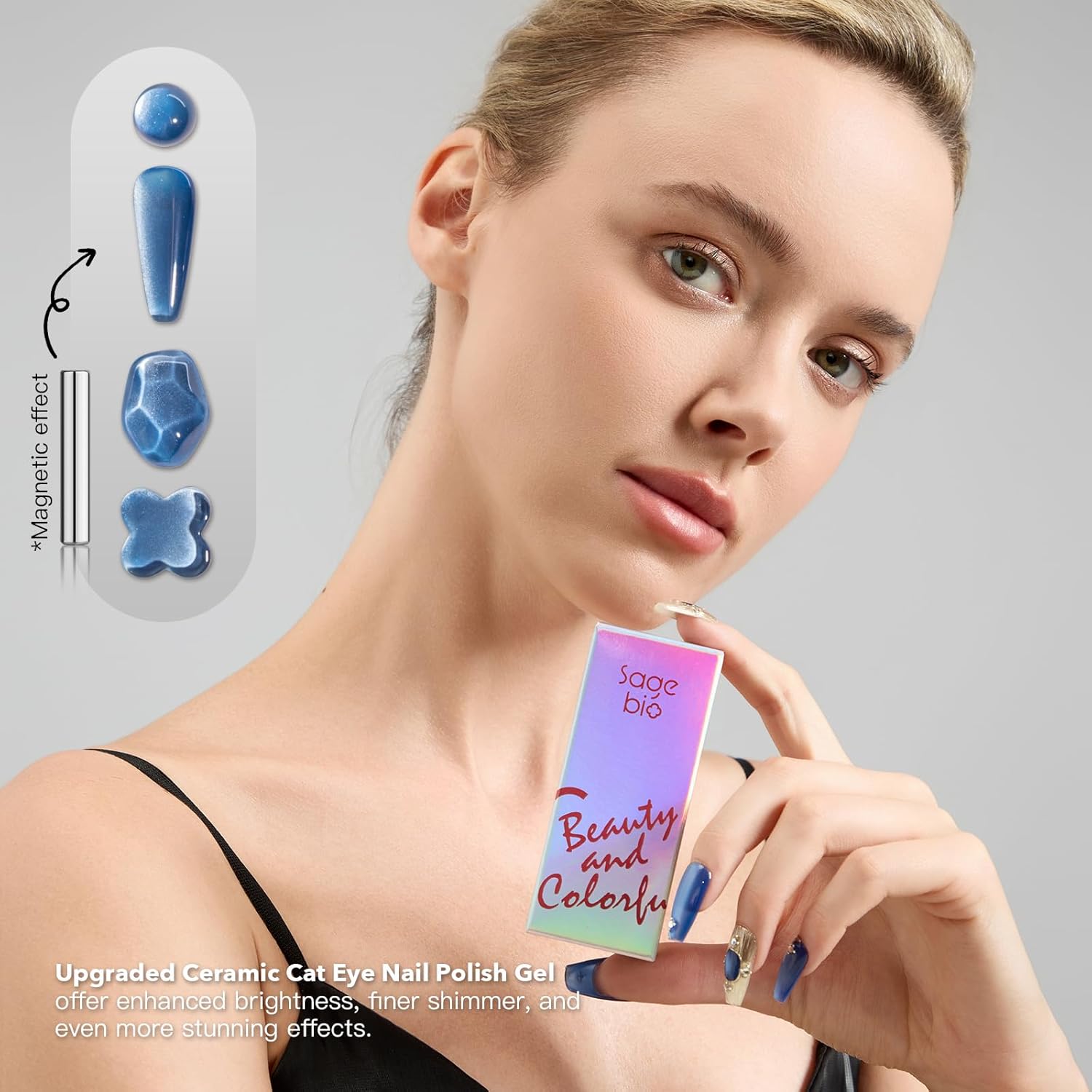 High-Density Cat Eye Gel Nail Polish with Magnet Stick, 15ml Dopamine Color Palette, Magnetic Effect Gel for DIY Manicure, Multiple Color Options - Ocean Luster-Velvo Beauty