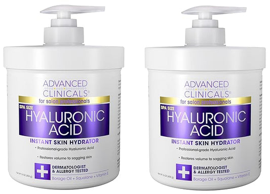 Advanced Clinicals Hyaluronic Acid Body Lotion & Face Moisturizer W/Vitamin E | Hydrating Dry Skin Firming Lotion Minimizes Look Of Wrinkles, Stretch Marks, & Crepey Skin | Skin Care Products, 2pc-Velvo Beauty