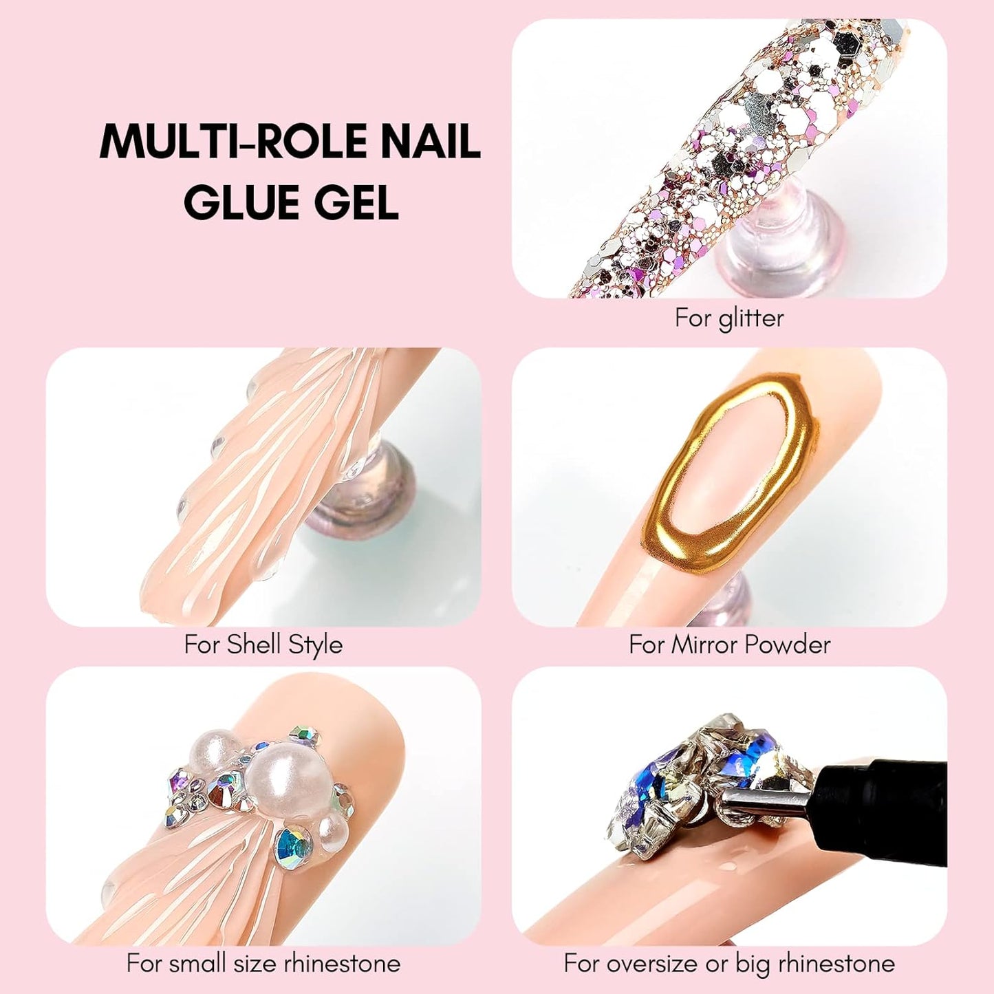 Makartt No Wipe Rhinestone Glue for Nails, 30G Super Strong Nail Charm Glue Bling Gel for 3D Decorations Nail Art Gems Jewelry Diamond for Nail Techs Supplies Beginners, Nail Lamp Required-Velvo Beauty