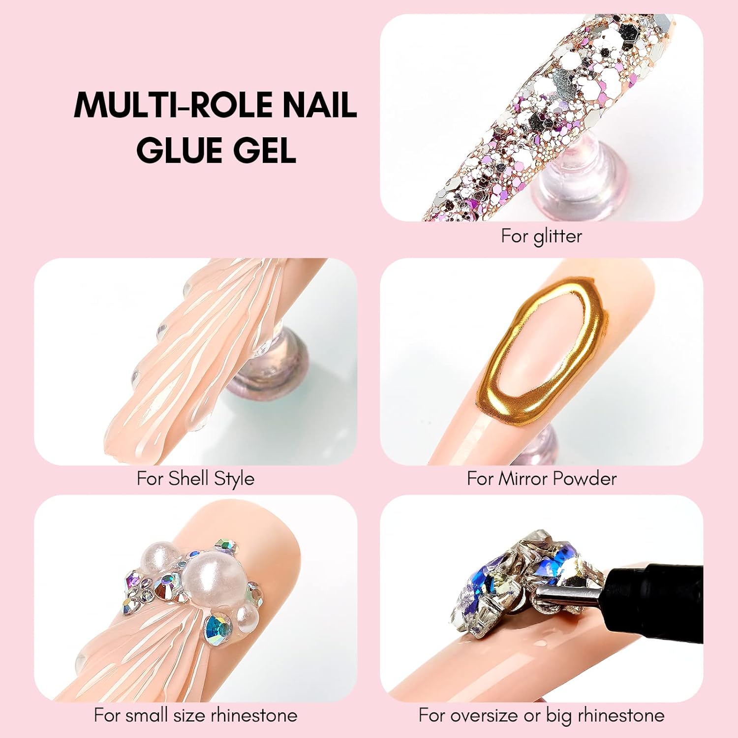 Makartt No Wipe Rhinestone Glue for Nails, 30G Super Strong Nail Charm Glue Bling Gel for 3D Decorations Nail Art Gems Jewelry Diamond for Nail Techs Supplies Beginners, Nail Lamp Required-Velvo Beauty