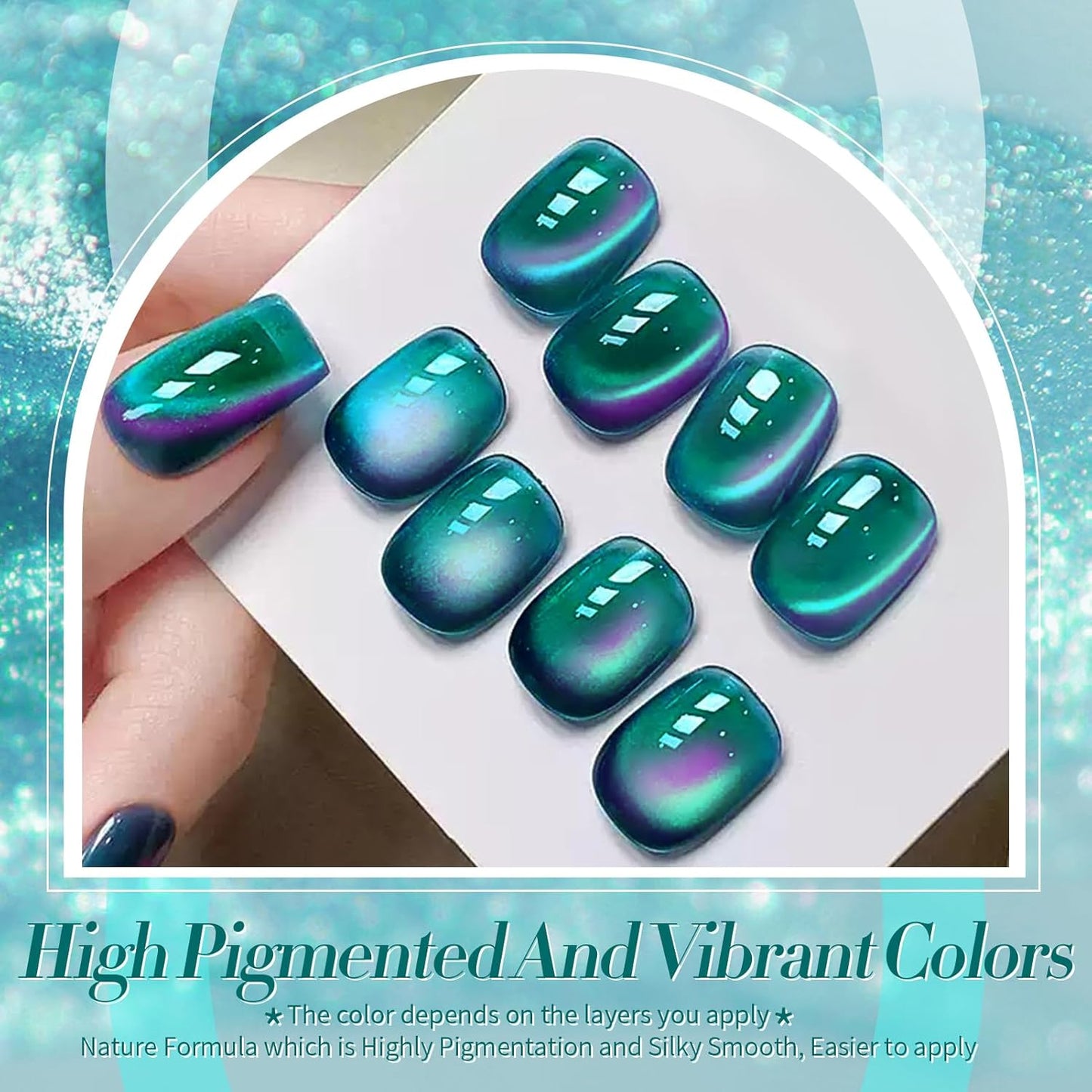 Born Pretty Blue Cat Magnetic Eye Gel Nail Polish Crystal Glass Sea Blue Magnetic Gel Polish Nail Art Manicure DIY at Home 15ML-Velvo Beauty