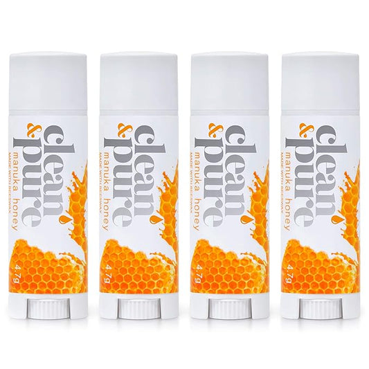 Beekeeper’s Favorite Lip Balms, 4 Pack | Manuka Honey Beauty Products | Lip Care Set With 100% All Natural Beeswax and Vitamin E Oil | Flavored Lip Balm for Dry, Chapped Lips-Velvo Beauty