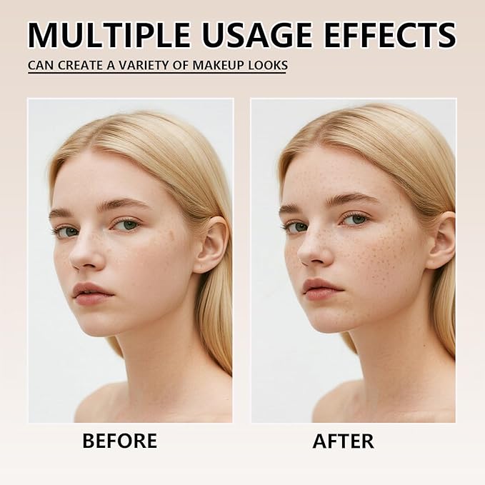 Freckle Stamp Pen, Waterproof Fake Freckles Makeup Tool, Upgrade Liquid Faux Freckles Pen, Quick-Dry, Long-Lasting, Lifelike, Natural Sunkissed Makeup, with Multi-Prong Precision Stamp Head (Light)-Velvo Beauty