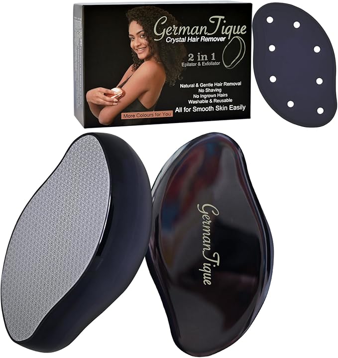 Crystal Hair Eraser,Natural Crystal Hair Remover,Reusable Painless Nano Glass Hair Removal Device Without Shaver,Gentle Crystal Epilator and Exfoliator for Soft Silky Skin(Black)-Velvo Beauty