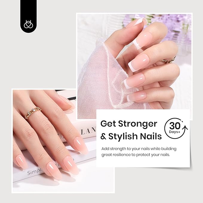 Beetles Builder Gel 2Pcs Clear 7 in 1 15ml Builder Gel Set for Nail Extension Building Nail Apex Strengthen Thin Nails DIY Salon at Home Nail Art Design for Women-Velvo Beauty