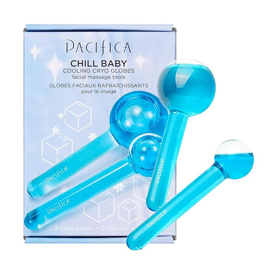 Pacifica Ice Roller Cryo Globes – Cooling Glass Facial Massager for Face, Eyes & Neck – Cold Therapy Beauty Tool for Puffy Eyes, Dark Circles, Redness, Wrinkles – Skin Care Gift for Women & Men-Velvo Beauty