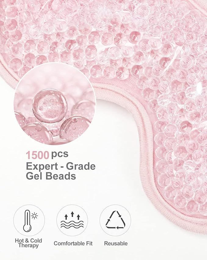 Luxtude Gel Eye Mask Cooling Eye Masks for Dry Eyes 2PCS, Hot Cold Eye Ice Pack Reusable Cold Eye Mask, Frozen Cold Eye Compress for Puffiness/Dark Circles/Headaches/Skincare/Eye Bags (Pink)-Velvo Beauty