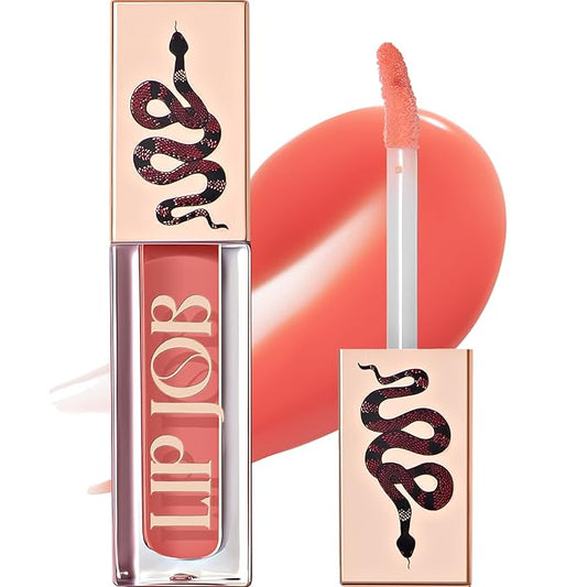 Lip Plumper Gloss Lip Job - Plumping Lip Gloss with Glossy Finish - Lip Pump Gloss with Hydrating & Smoothing Formula - 0.14 Fl Oz (Slinky Silk)-Velvo Beauty