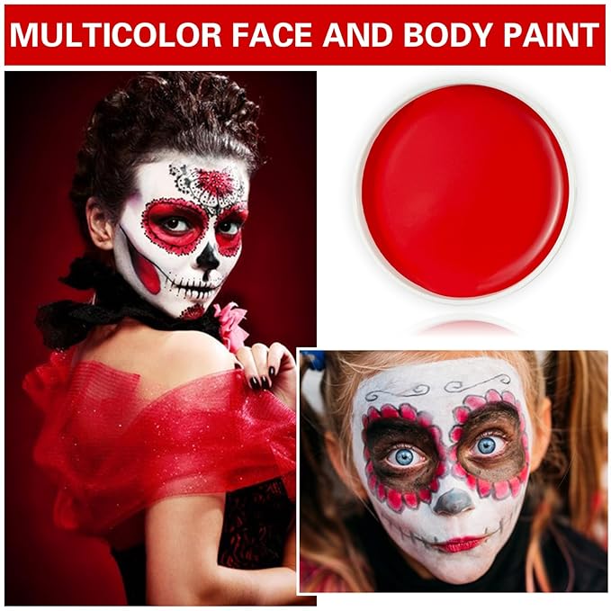 Red Face Body Paint Halloween Cosplay Clown Zombie Costume Sfx Makeup Professional Oil Based Cream Face Paint Palette for Adults and Kids-Velvo Beauty
