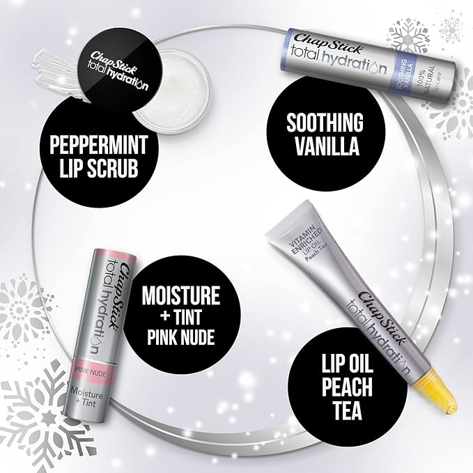 ChapStick Total Hydration Lip Kit Gift Set, Lip Moisturizer, Lip Scrub and Lip Balm Set - 4 Count-Velvo Beauty