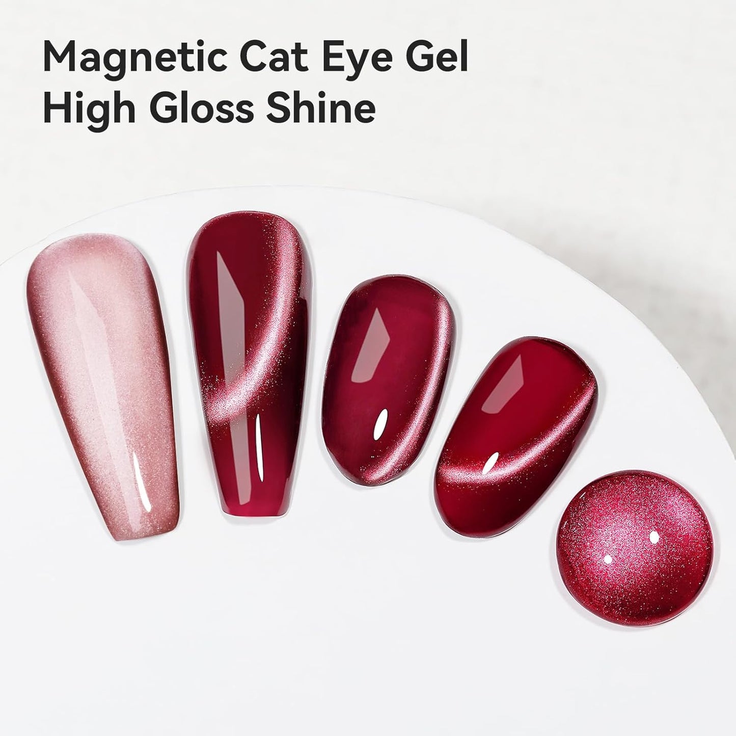 Cat Eye Gel Nail Polish, Burgundy Red Glitter Magnetic Gel Polish Moonlight, Cateye Gel Polish With Magnet Wine Red Holographic Shimmer UV Velvet Manicure Salon DIY Home, 12ML-Velvo Beauty