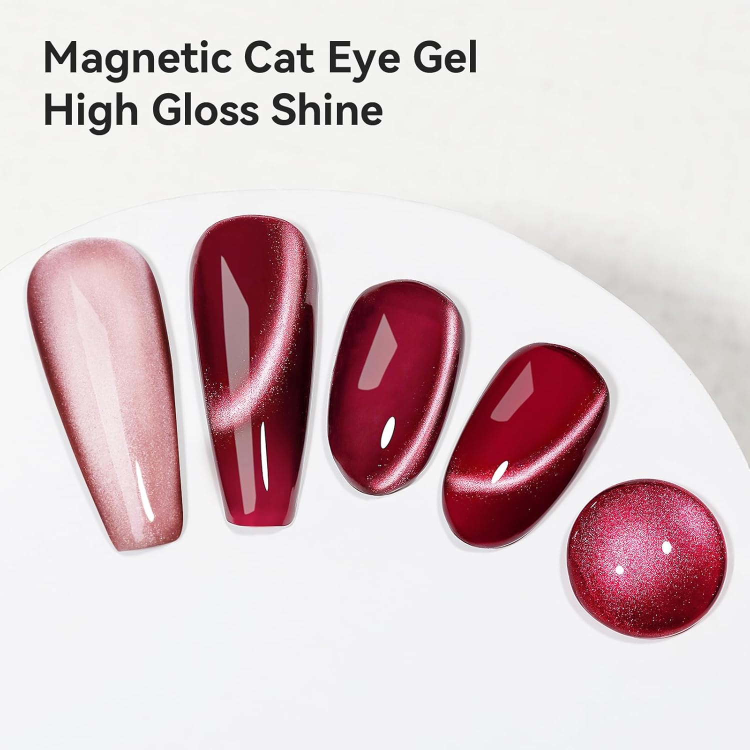 Cat Eye Gel Nail Polish, Burgundy Red Glitter Magnetic Gel Polish Moonlight, Cateye Gel Polish With Magnet Wine Red Holographic Shimmer UV Velvet Manicure Salon DIY Home, 12ML-Velvo Beauty