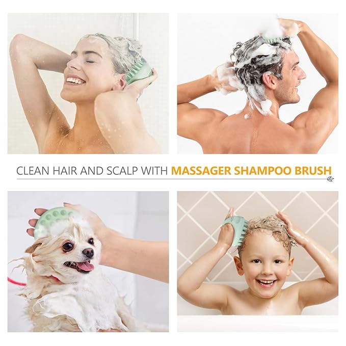 Sndyi Scalp Massager Shampoo Brush, Scalp Scrubber with Soft Silicone Bristles, Scalp Exfoliator for Dandruff Removal, Scalp Massager for Hair Growth, Wet Dry Hair Brush for Scalp Care, Green-Velvo Beauty