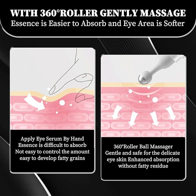 Eye Cream for Puffiness and Bags Under Eyes, Under Eye Cream for Dark Circles, Eye Roller for Puffy Eyes, Caffeine Eye Serum with 360°Massage Ball Reduce Wrinkles and Fine Lines-Velvo Beauty