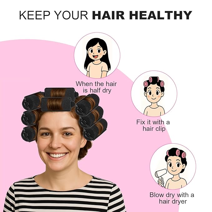 36 Pieces Foam Sponge Hair Rollers - Soft Hair Styling Curlers for Hair Curls (Black, Flexi Rod, 2.8x0.98inch)-Velvo Beauty